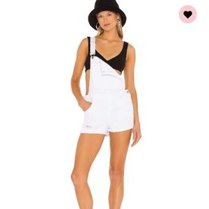 NWT SUPERDOWN Carmen White Denim Overall Shorts Sz L